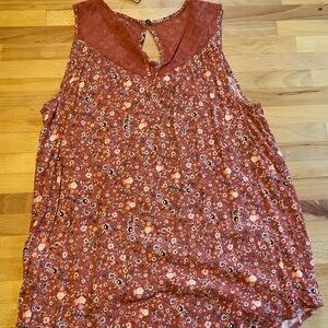 Floral Sleeveless Top - Rust